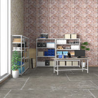 プラス KR軽量ラック（天地4段）幅887×奥行462×高さ1800mm ホワイト 1台（4梱包）スチールラック セット品