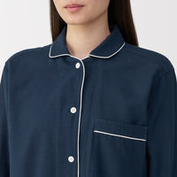 無印良品 レディース 婦人 脇に縫い目のない 二重ガーゼ長袖パジャマ 婦人Ｓ ダークネイビー 良品計画