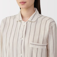 無印良品 レディース 婦人 脇に縫い目のない 二重ガーゼ長袖パジャマ 婦人Ｍ サンドベージュストライプ 良品計画