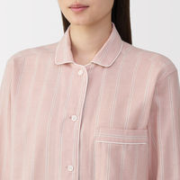 無印良品 レディース 婦人 脇に縫い目のない 二重ガーゼ長袖パジャマ 婦人ＸＬ ピンクストライプ 良品計画