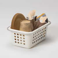 収納バスケット　ニ ハンドル付バスケット ダークグレー　幅16.7×奥行25×高さ9.9cm　1個 オリジナル