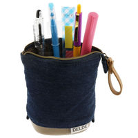 サンスター文具 ペンポーチ DELDE デルデ Denim ダークブルー S2284448 1セット(3個)（直送品）