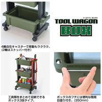 JEJアステージ ツールワゴン ボックスタイプ（ボックス3段タイプ）ブラックグリーン 1台