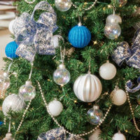 ストア・エキスプレス ウッドポットクリスマスツリーセット ブルーシルバー 高さ210×幅112cm 8736-1848 1セット（直送品）