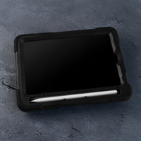 iPad mini 8.3インチ A17 Pro/第6世代 耐衝撃ケース 縦横スタンド可能 360度回転ホール ショルダーストラップ付 黒（直送品）