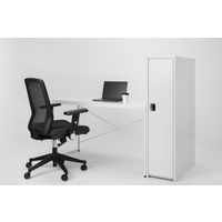 エムテックス デスクサイド個人用ロッカー（シリンダー錠） 幅300×奥行700×高さ1200mm ホワイト 1台（直送品）