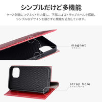 iPhone 13 手帳型ケース カバー 薄型PUレザーフラップケース PRIME レッド（直送品）