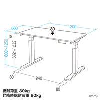 サンワサプライ 電動昇降デスク(幅1200mm・ホワイト) ERD-C12060W 1台（直送品）