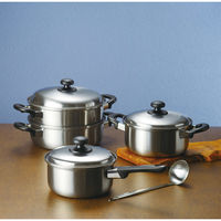 和平フレイズ 燕三 IH対応片手鍋18cm&両手鍋20cm&二段蒸し器24cm(お玉付) EM-023 1個（直送品）