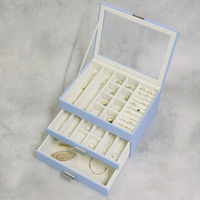 MOJYU ジュエリーボックス アシャ 3段 セレストブルー JWB-025 1台（直送品）