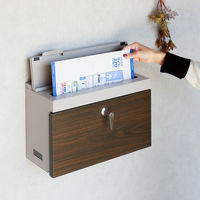 MOJYU クレオ 壁掛けポスト ライトベージュ/ブラウン木目 1台（直送品）