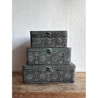 SOW 収納ボックス アンクブリキボックス M 小物入れ ふた付き 幅30.5×奥行20×高さ12cm 486132 1個（直送品）