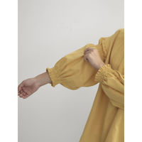 ウェーブ エプロン 無地 袖シャーリング割烹着 COCOWALK イエロー 412168 1個（直送品）