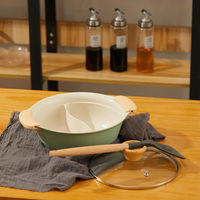 ユニカ 仕切り鍋 20cm IH対応 セラミック加工 二食鍋 グリーン 486082 1個（直送品）