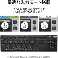 エレコム キーボード ワイヤレス Bluetooth 抗菌 薄型 メンブレン 簡易パッケージ 黒 TK-FBM120KBK/EC 1個（直送品）