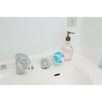 洗面台用スポンジ バスボンくん 洗面台スッキリポンポン抗菌ケース付 ブルー 幅約90×高さ約100×奥行約90mm 山崎産業