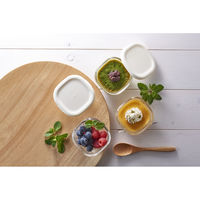HARIO （ハリオ） 耐熱ミニ角小鉢4個セット ホワイト 110ml ふた付 MKK-2012-OW 1個