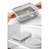 蓋付きステンレスバット・角型ザルセット（蓋×3枚、ザル×1枚、バット×3枚） 1セット アーネスト