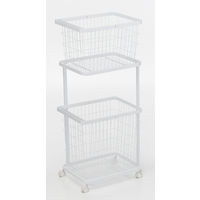tower（タワー） ランドリーワゴン+バスケット ホワイト 1個 山崎実業 【送料無料】