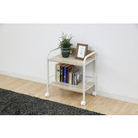 山善 YAMAZEN キャスター付リビングラック 2段 幅420×奥行275×高さ480mm ナチュラルメイプル／アイボリー 1台（直送品）