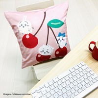 MORIPiLO ちいかわ クッションカバー (ハチワレ うさぎ さくらんぼ ピンク) 45x45cm グッズ 可愛い 柔らかめ 背もたれクッション