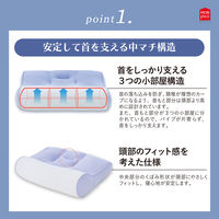 MORIPiLO 枕 ストレートネック 矯正 (整骨院監修 高さ調整できるスマホ首まくら) 洗える 約33×50×9-12cm ブルー(ソフトパイプ 柔らかめ)