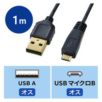 サンワサプライ 極細マイクロUSBケーブル(A-マイクロB・1m) KU-SLAMCB10K 1本（わけあり品）
