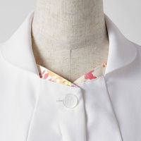 【再検品商品】住商モンブラン ローラアシュレイ ナースジャケット レディス 半袖 オフホワイト×アメリブルー 3L LW801-13　白衣（わけあり品）