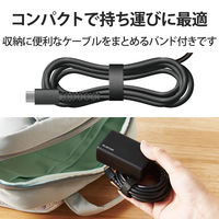 ノートPC用ACアダプター/USB Power Delivery認証/45W/USB-Cケーブル一体型/抗菌/2m/ブラック ACDC-PD1945BK