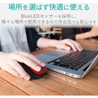 ワイヤレスマウス 静音マウス 無線 2.4GHz 5ボタン ブルーLED レッド M-FBL01DBXSRD エレコム 1個（直送品）
