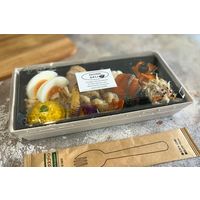 スドウ (木製弁当箱)エコオリFS-302F 長方形 透明蓋 50個 SD196062-50 1袋(50個)（直送品）