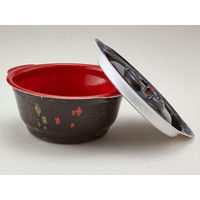 青葉紙業 麺・スープ容器 KD-170 黒まきえ内赤セット 272080 1袋(40個)（直送品）