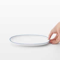 無印良品 日常の器 オーバルプレート 小 ブルーライン 約24×17cm 良品計画