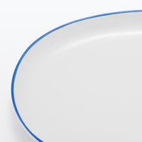無印良品 日常の器 オーバルプレート 小 ブルーライン 約24×17cm 1セット（2個） 良品計画