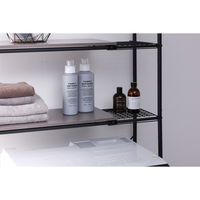 アイリスオーヤマ ランドリーラック 伸縮 洗濯機 可動棚 伸縮スタイルランドリーラック ハンガーバー付き HSLR-EX895 ブラック（直送品）