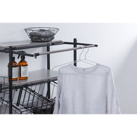 アイリスオーヤマ バスケット付き伸縮スタイルランドリーラック ブラック BSSL-860R 1台（直送品）