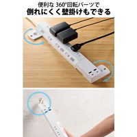 電源タップ 2.5m (コンセント×6 Type-C×2 USB A×2) ホワイト ECT-24625WH エレコム 1個