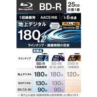 ブルーレイディスク BD-R 1回記録用 25GB 地デジ180分 50枚 LM-BR25VWS50W エレコム 1個（直送品）