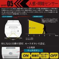 大河商事 人感センサーライト 屋外用 壁掛け式 ソーラー充電式 自動点灯 1500mAh wassertech306 1個（直送品）