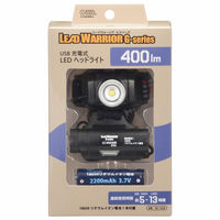 オーム電機 LEDヘッドライト USB充電式 リードウォーリア 400ルーメン 08-1368 1個