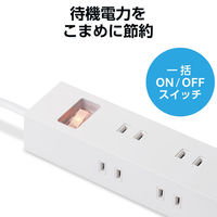 電源タップ 延長コード コンセント 2m 2P 10個口 ほこりシャッター ホワイト ECT-1520WH エレコム 1個（直送品）