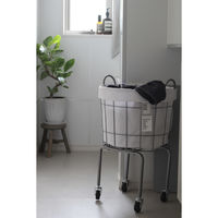 BRID ランドリーバスケット　脚／キャスター付き　ラウンド　３５Ｌ　ダークグレー 003334 1個（直送品）