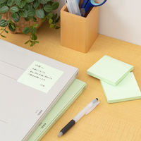 アスクル はたらく ふせん 付箋  75×75mm パステルグリーン （正方形） 50冊 （5冊×10箱） オリジナル