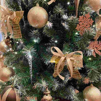 ストア・エキスプレス デラックスウッドポットツリーセット ゴールド 高さ180cm【クリスマスツリー】 8162-2166 1セット（直送品）