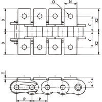 椿本チエイン コーティングアタッチメント付 RS形チェーン(NEP仕様) RS50ーNEPーK1ーJL 1セット(7個)（直送品）