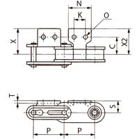 椿本チエイン ニードルブシュチェーン(高精度仕様) RF2050ーNBHーA2ーJL 1セット(3個)（直送品）