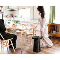 YAMAZEN 折りたたみ収納 アコーディオン スツール スクエア 高さ11段階調整 ブラック ACCO-S25(BK) 1台（直送品）