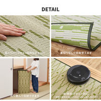 【玄関渡し】 萩原 洗えるい草風カーペット　やなぎ　江戸間10畳 グリーン 440×348cm（直送品）