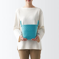 無印良品 ポリプロピレン 梱包用バンド 手編みバスケット 小 ブルー 約直径25×高さ20cm 良品計画