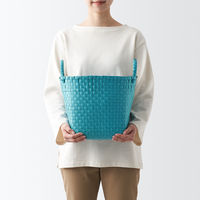 無印良品 ポリプロピレン 梱包用バンド 手編みバスケット 中 ブルー 約直径33×高さ25cm 良品計画